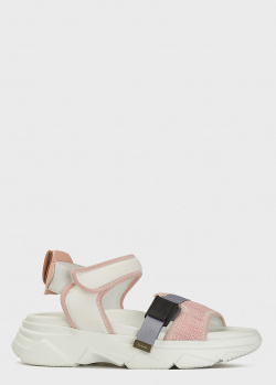 Бело-розовые сандалии Cesare Paciotti на липучке, фото